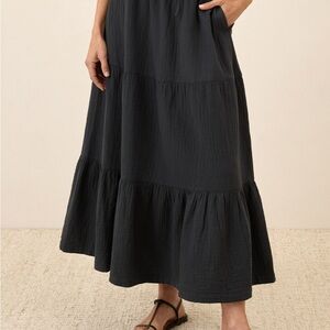 Women’s Black Pact organic gauze, multitiered, maxi skirt. Size M